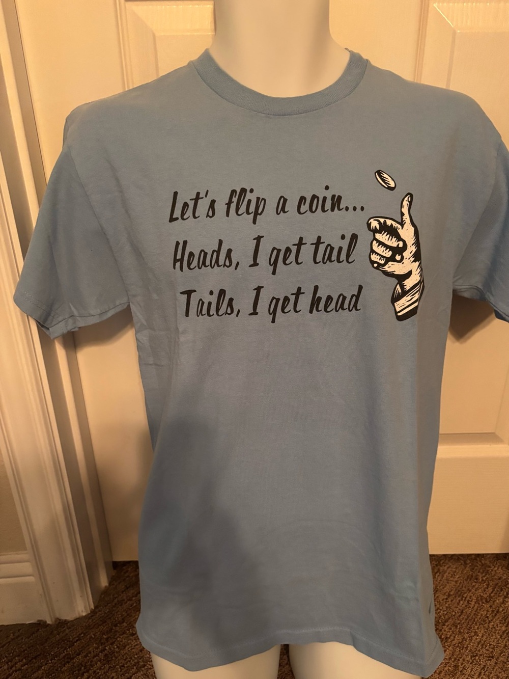 Spencer's Light Blue Graphic Tee with Flipping Coin Design